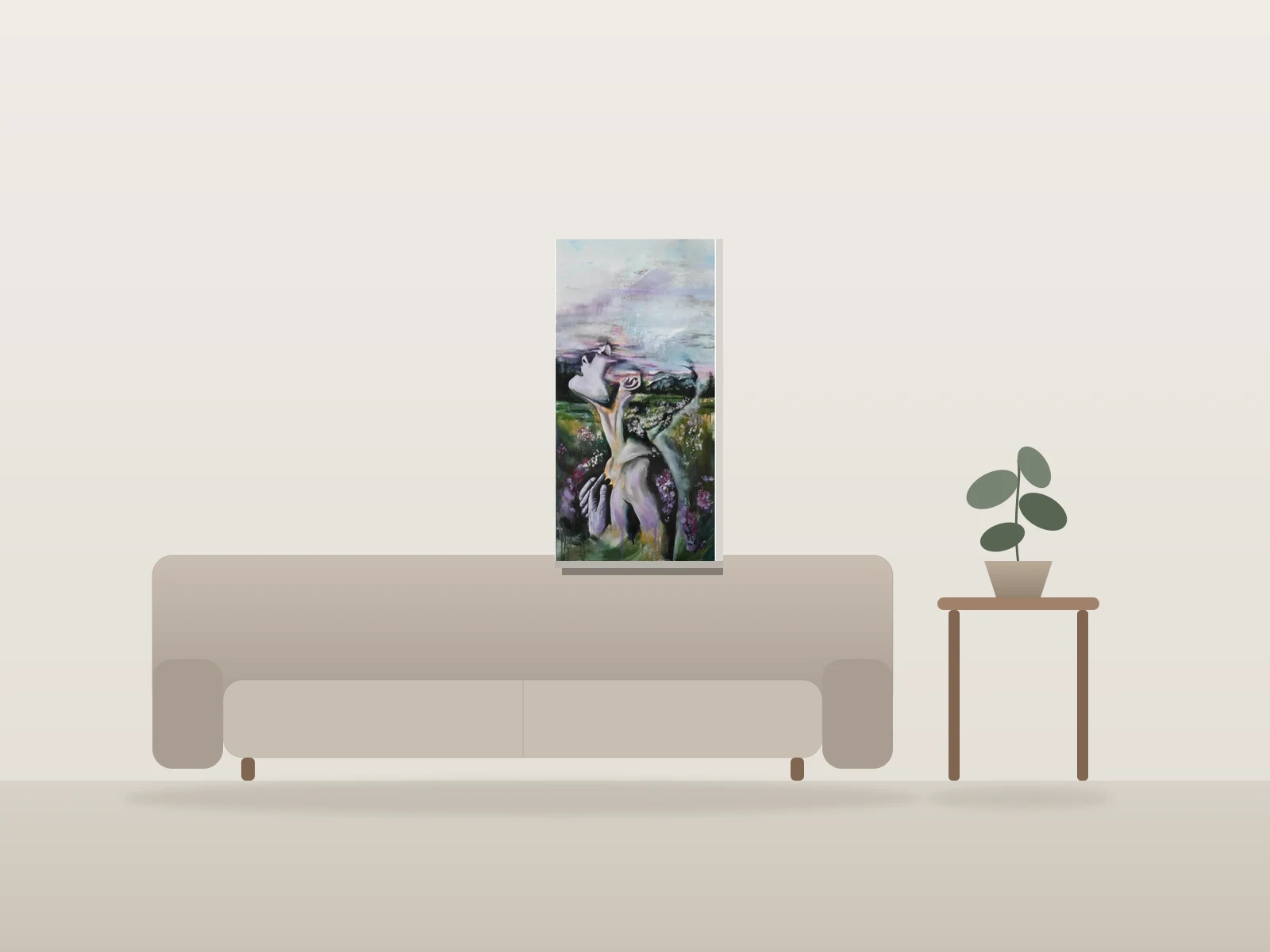 Peau de lavande by Jeanne Beaudry shown to scale in a room