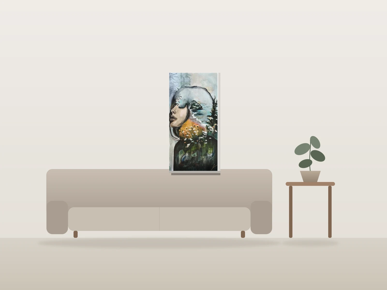 Os d'été by Jeanne Beaudry shown to scale in a room
