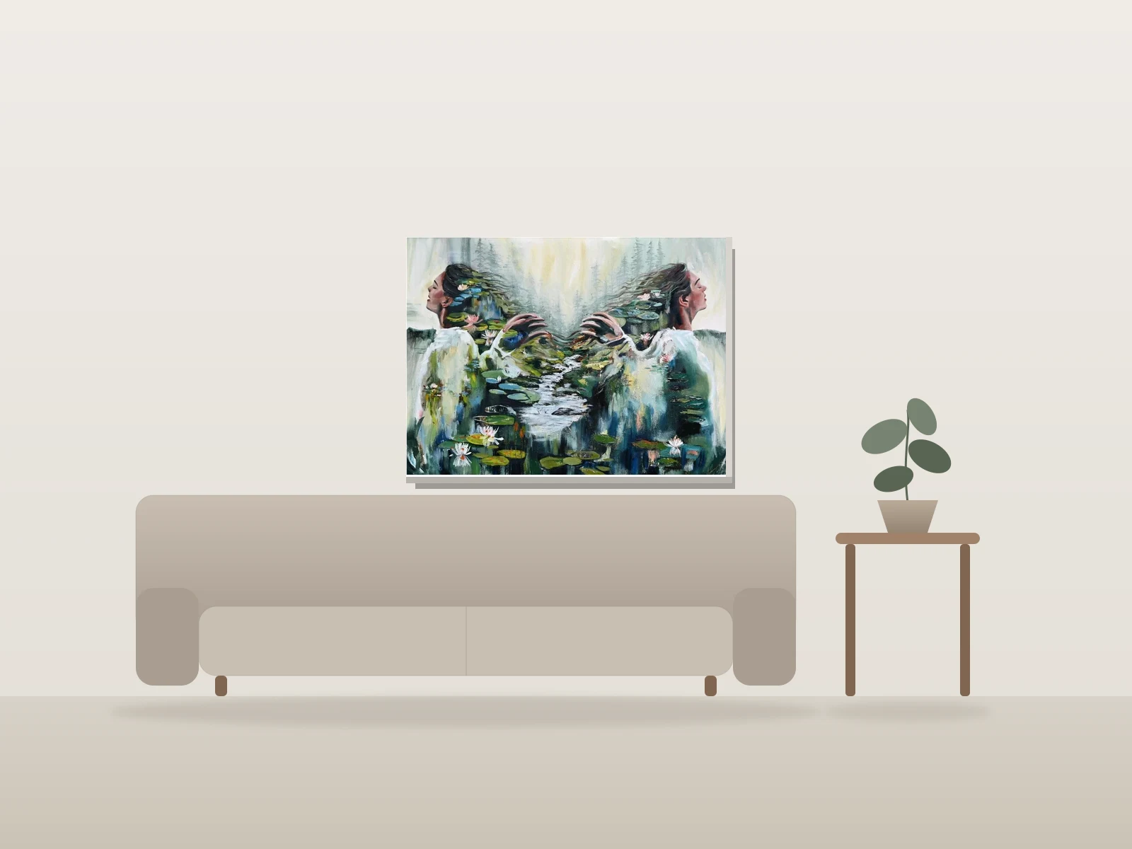 Gardien de toi by Jeanne Beaudry shown to scale in a room