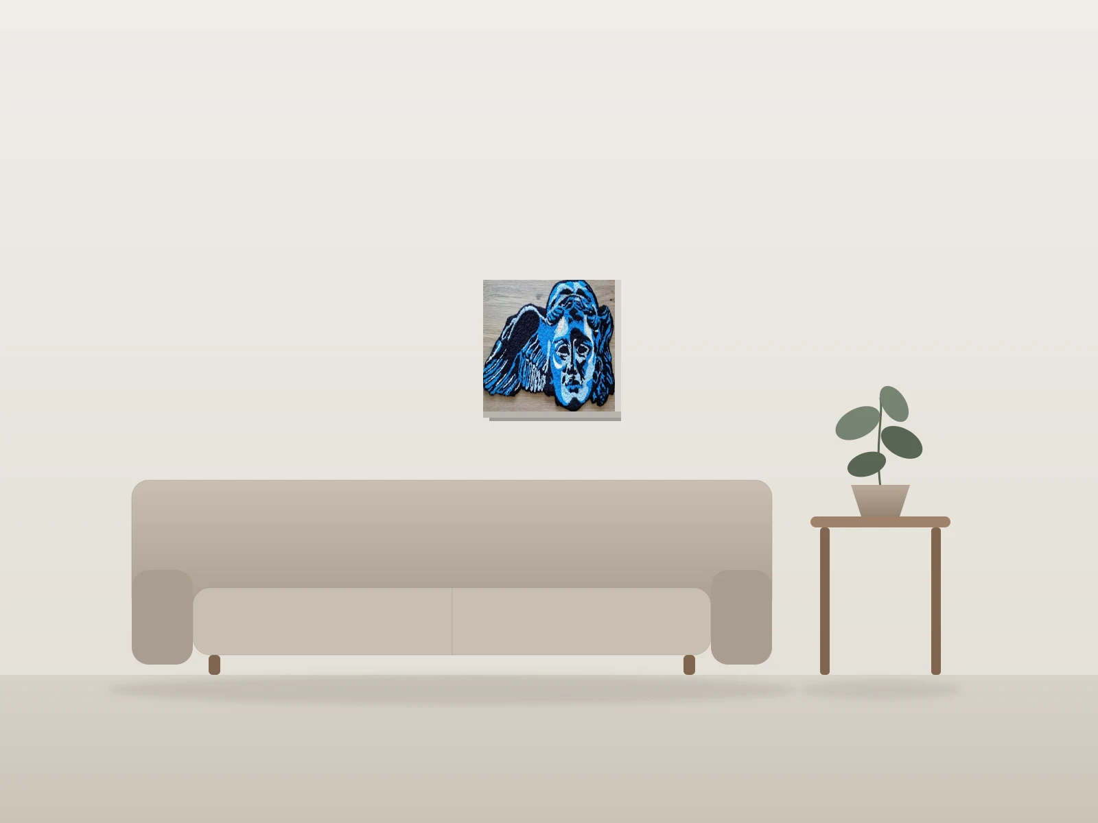 Tapis Tufté à la Main – Hypnos, Dieu du Sommeil by Marquistcustoms shown to scale in a room