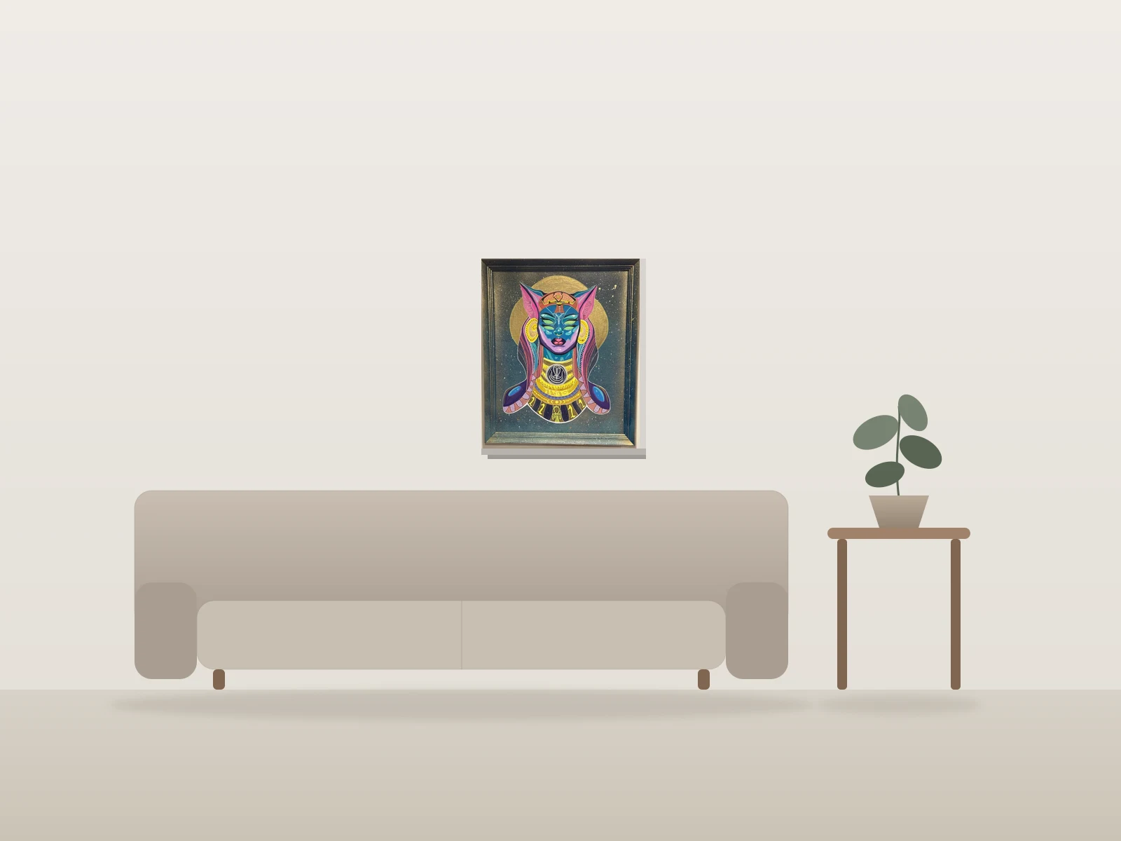 Bastet, gardienne du foyer by Psyqu33n shown to scale in a room