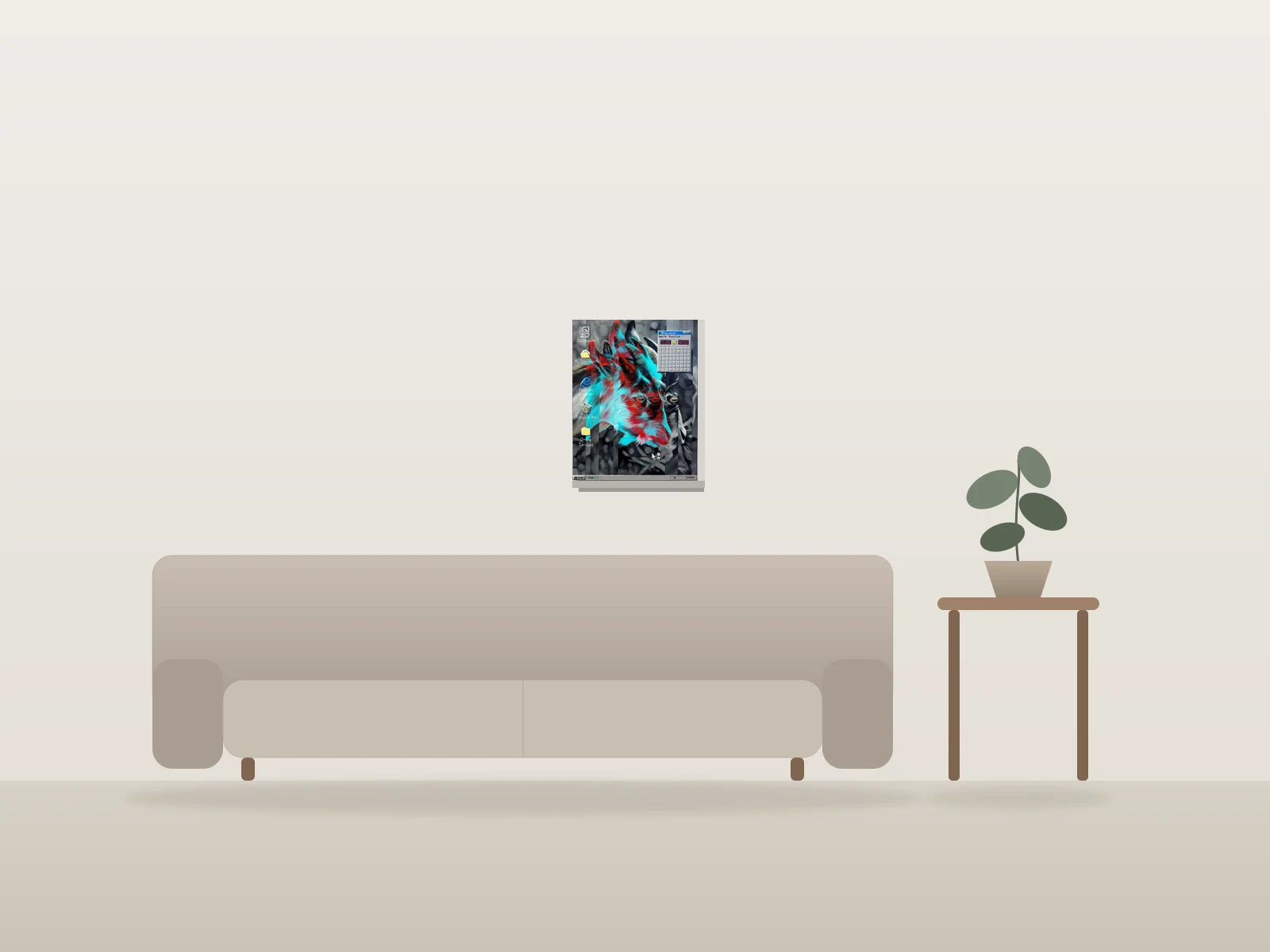 Windows Goat by Shana Patry shown to scale in a room