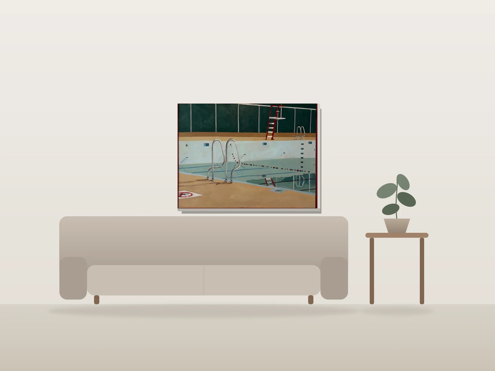 Piscine montréalaise by Ariane Duplessis shown to scale in a room