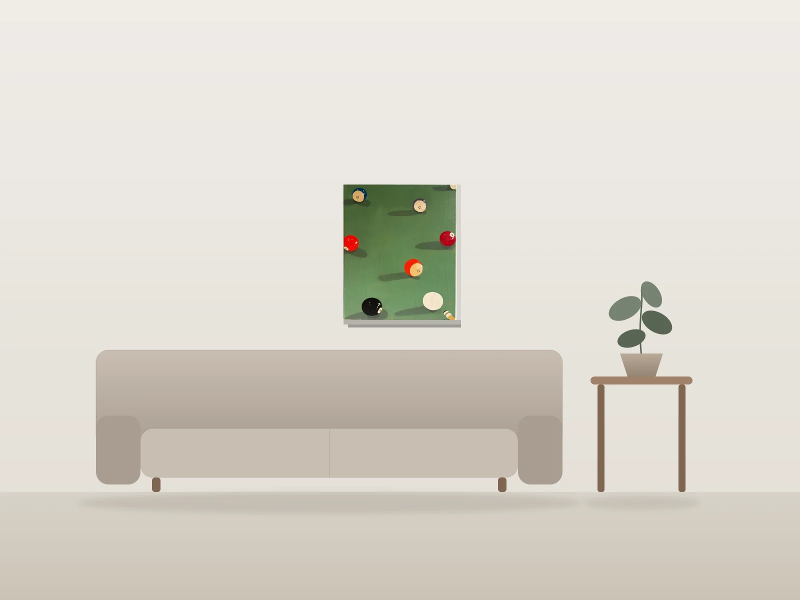 Piscine tard dans la nuit by Ariane Duplessis shown to scale in a room
