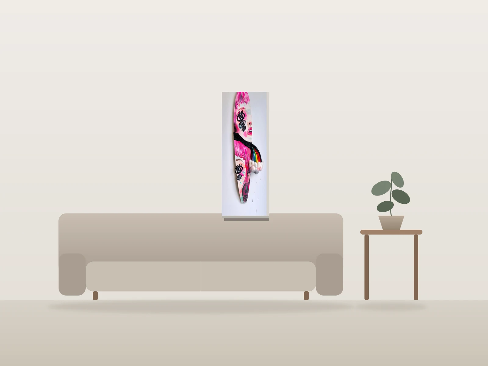 Crie-moi un arc-en-ciel by Sophie Belanger shown to scale in a room