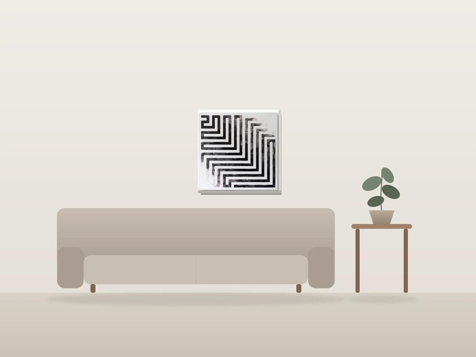 Perspective by Antoine Devictor shown to scale in a room