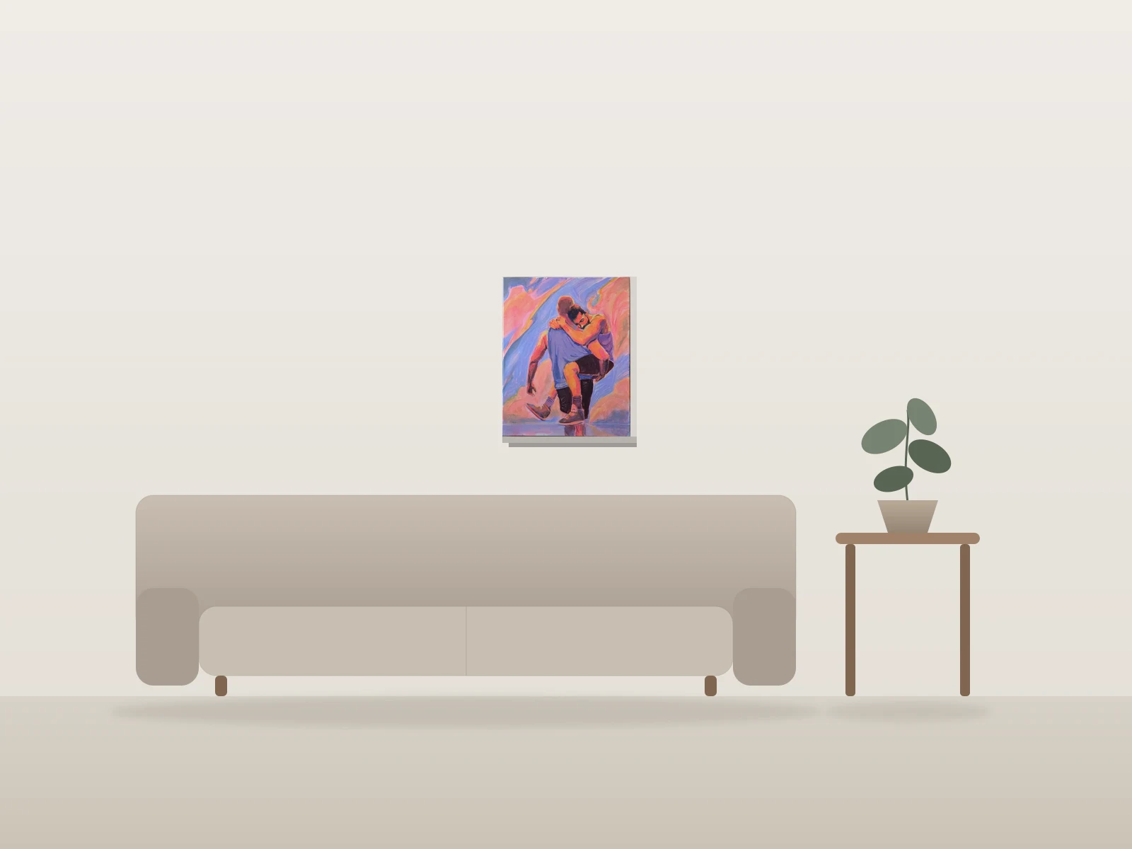 Porter l'amour «Rescue» by Oh Mon Doux shown to scale in a room