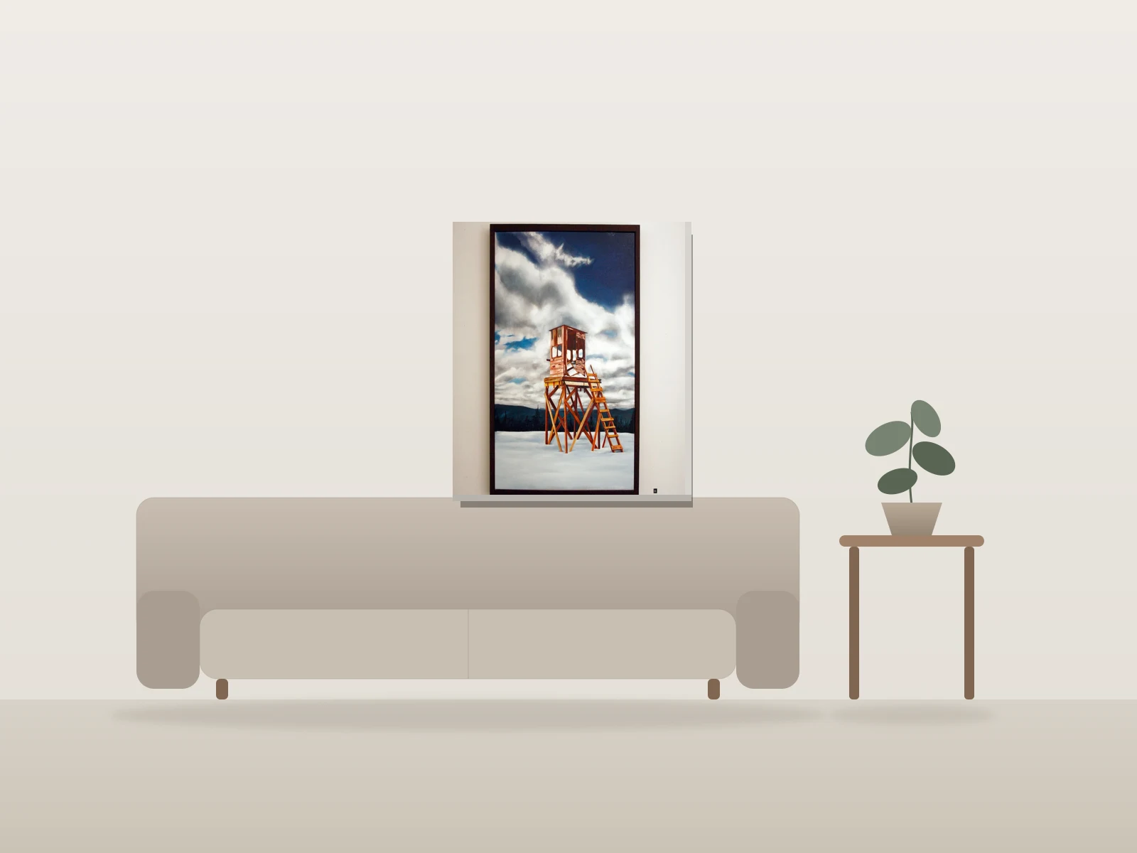 Watche no4 by Léo TT shown to scale in a room