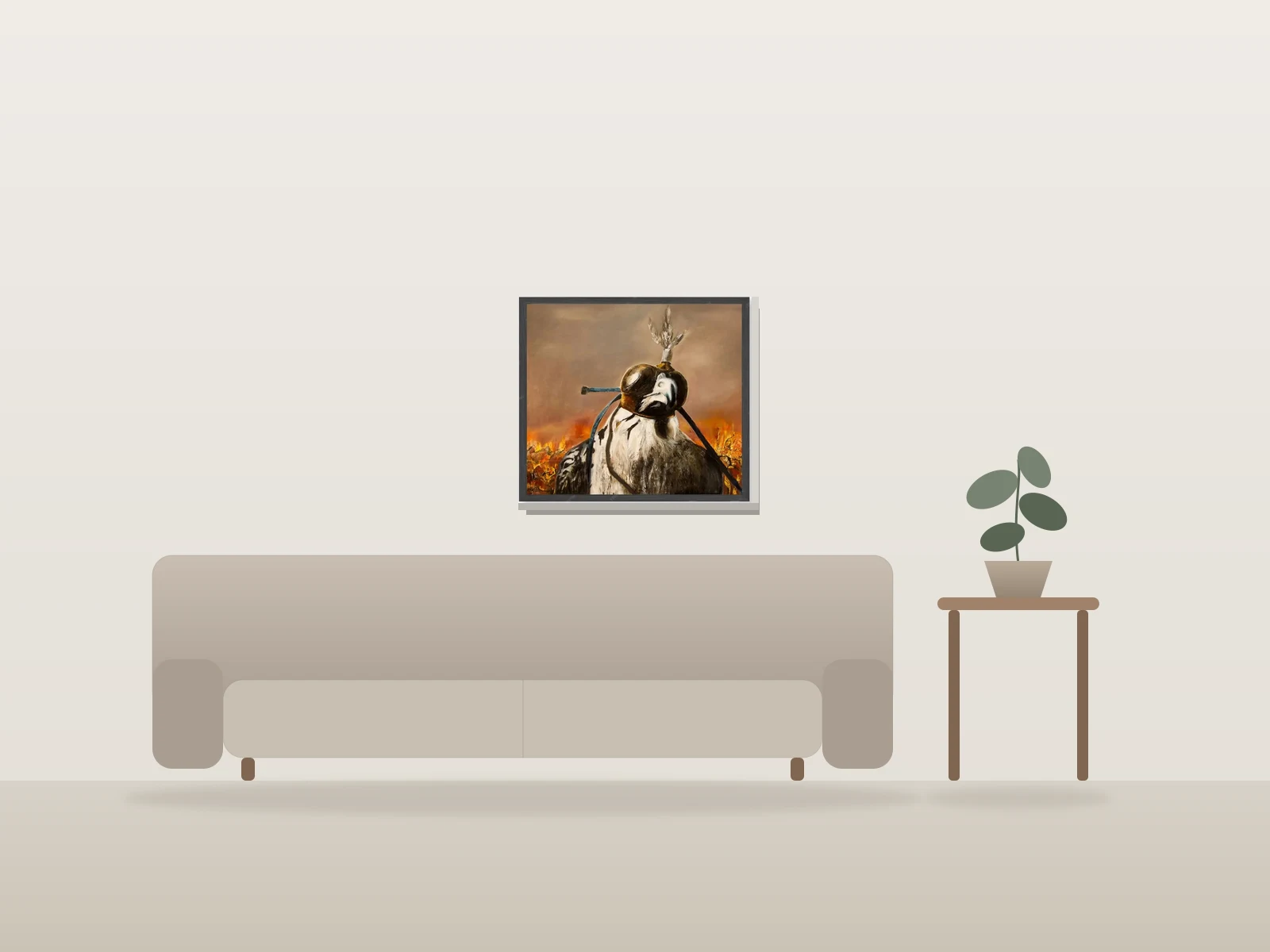 Allume-feu by Léo TT shown to scale in a room