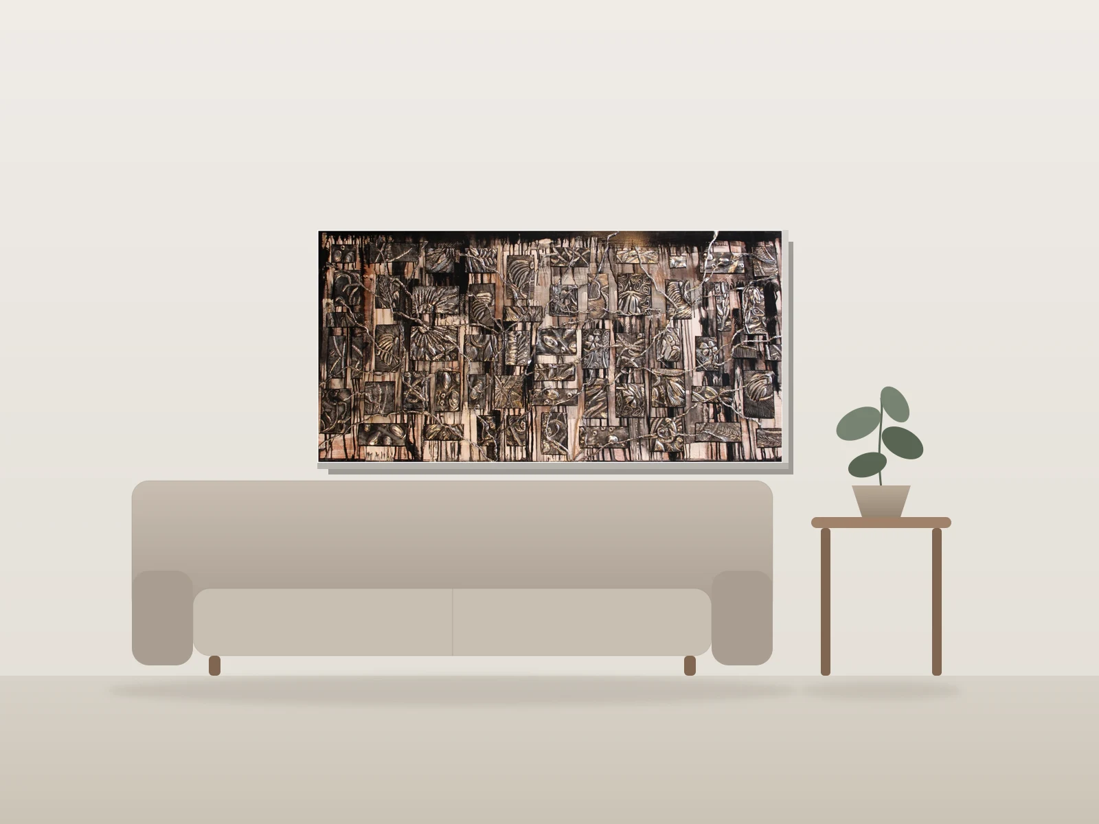 Fragments de vie I by cathyjolicoeur shown to scale in a room