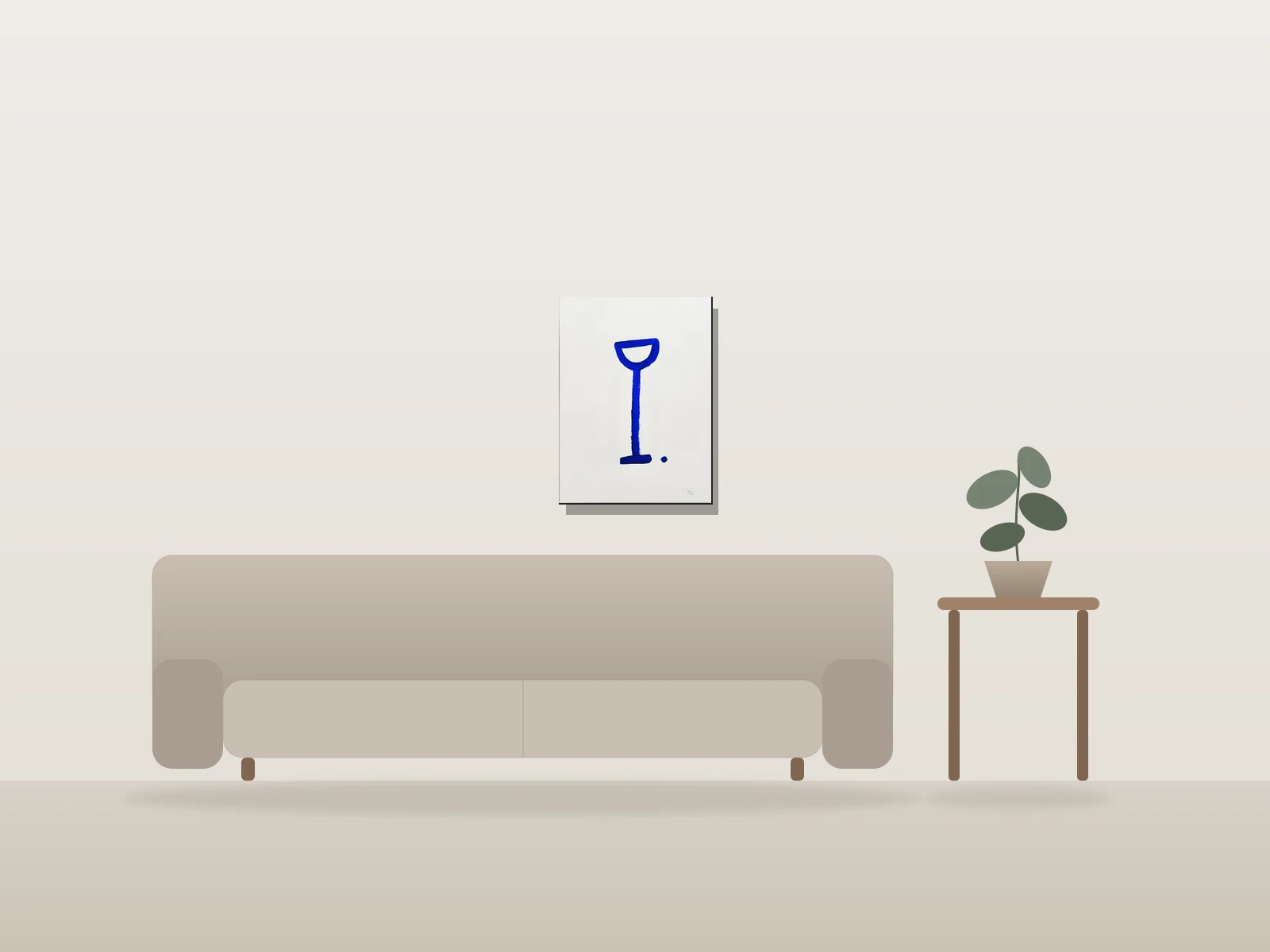 Un verre, point. par thefakemuseum présentée à l'échelle dans une pièce
