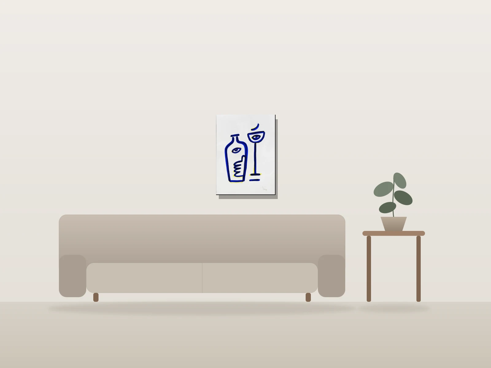 Dating festif by thefakemuseum shown to scale in a room