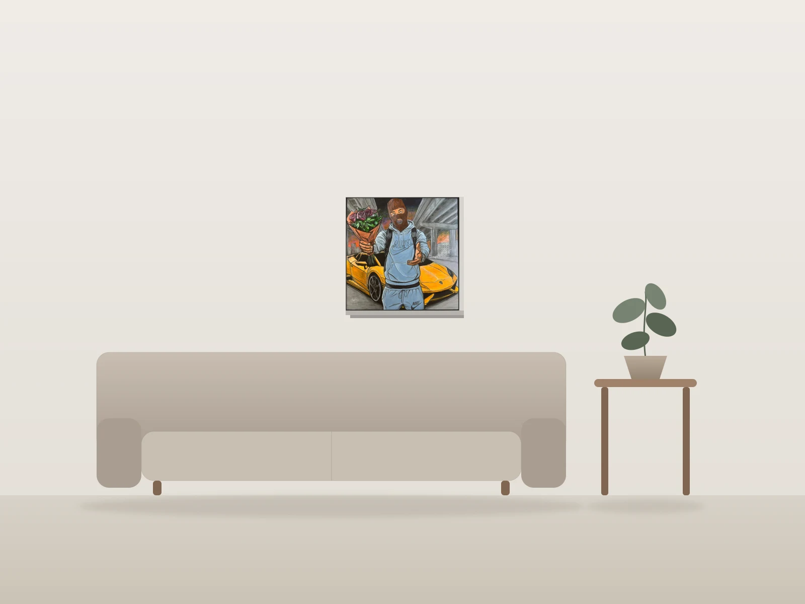 Enchaînée by Dank shown to scale in a room