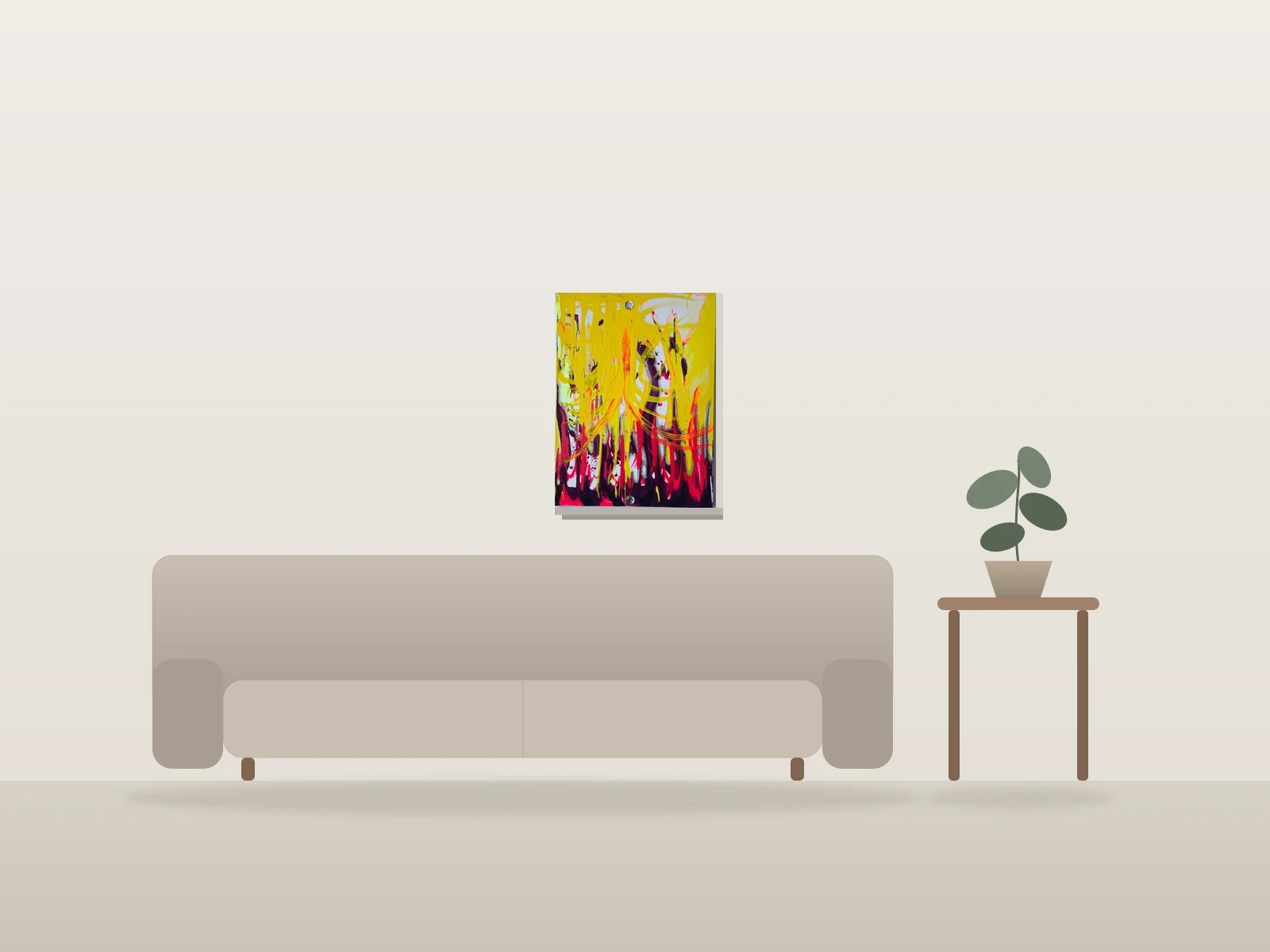 Alignement sacré by Alexandra Hayes shown to scale in a room