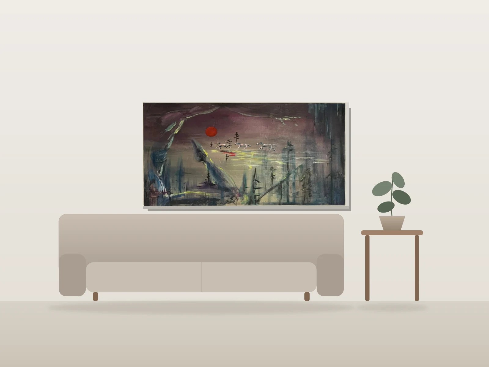 Sans titre by JAZ shown to scale in a room
