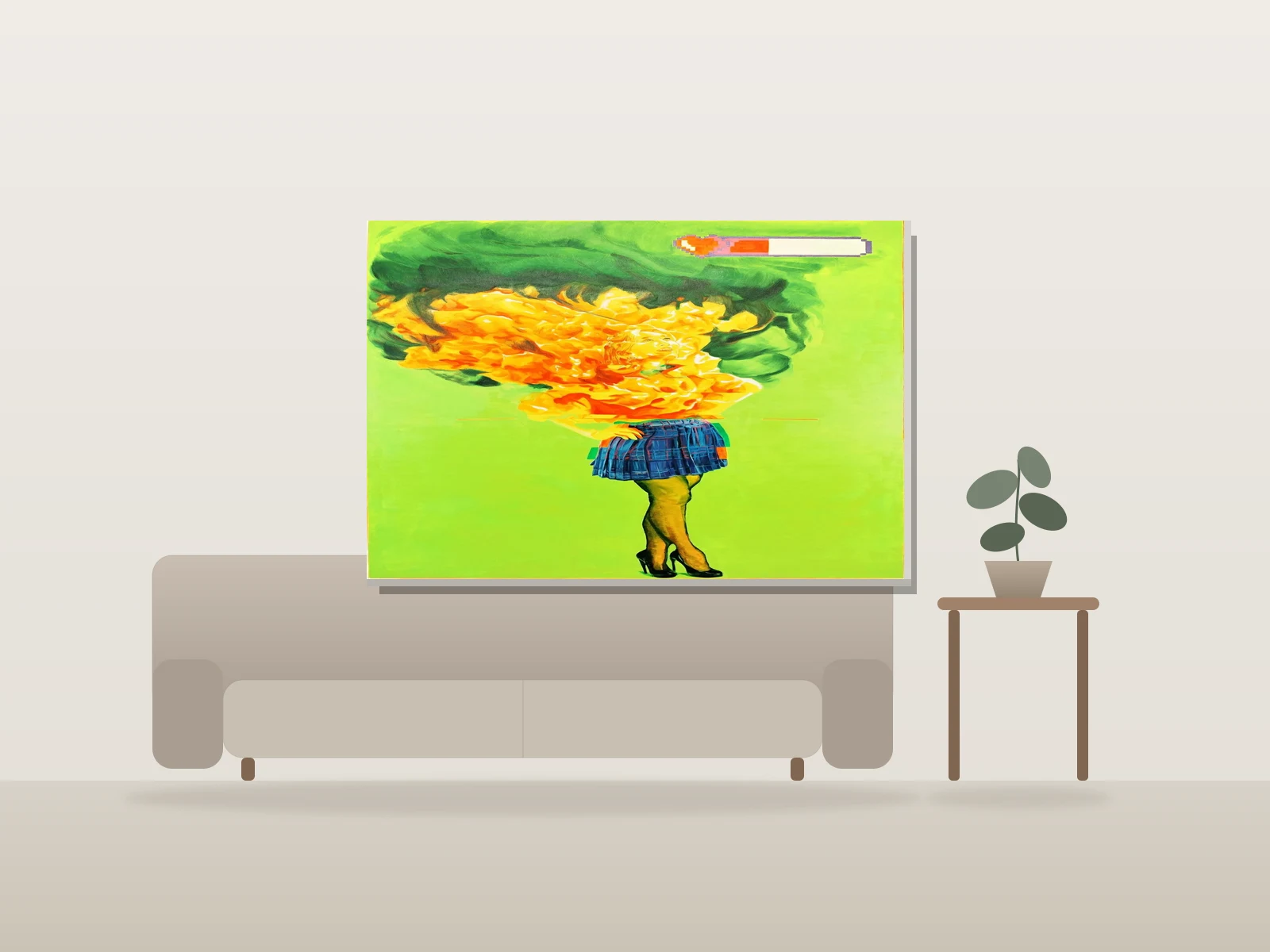 C'est bien, by Lyndon Polan shown to scale in a room