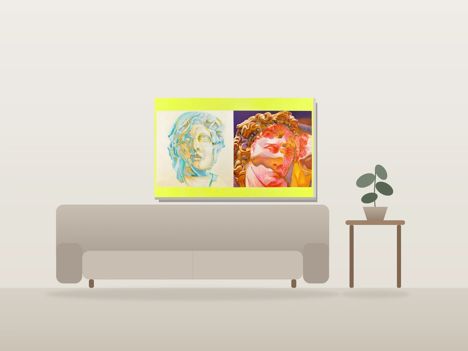 Roxana et Alexander, by Lyndon Polan shown to scale in a room