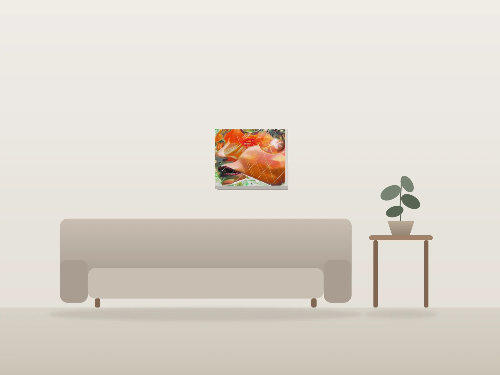 Sans titre, by Lyndon Polan shown to scale in a room