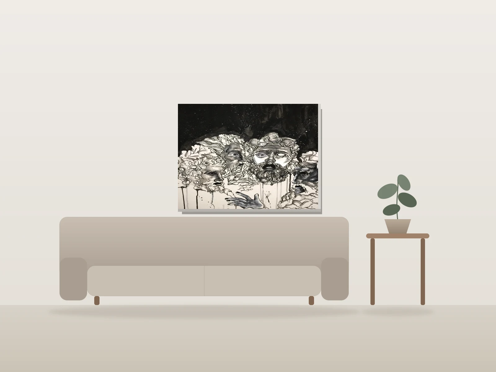 Insanité polie, by Melissa Wright Katongola shown to scale in a room
