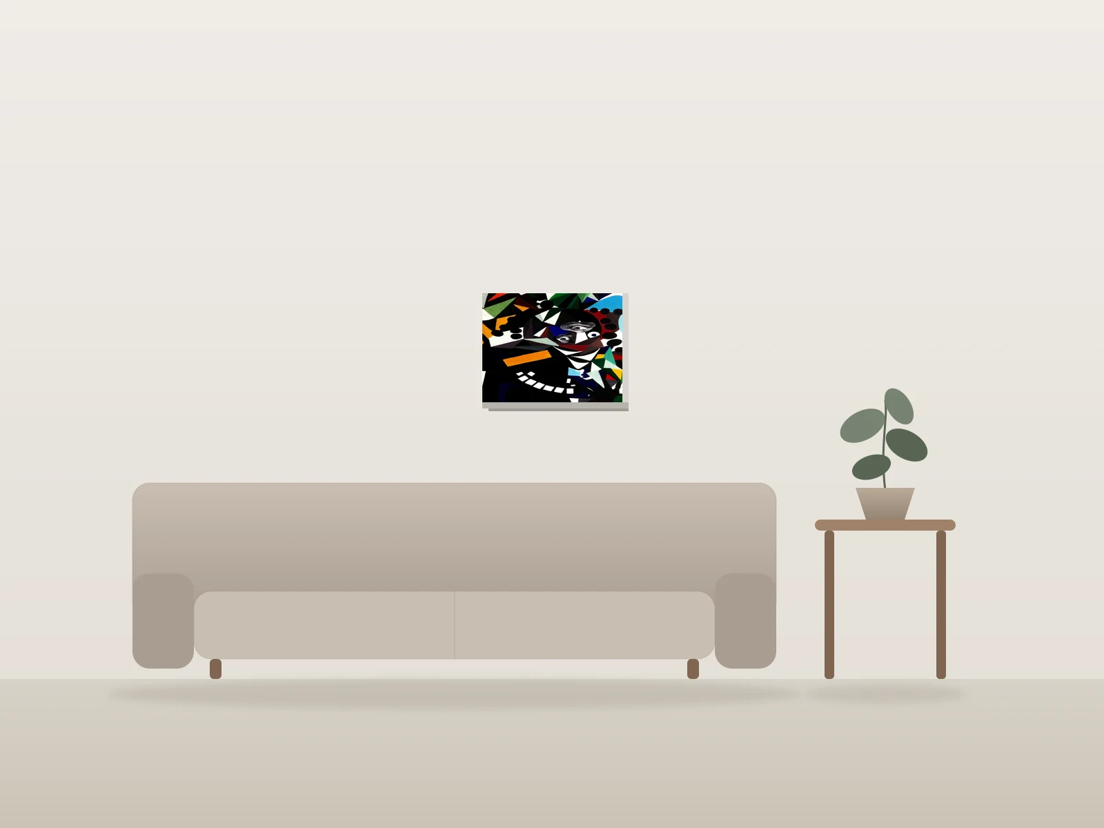 Le rêveur, by Melissa Wright Katongola shown to scale in a room