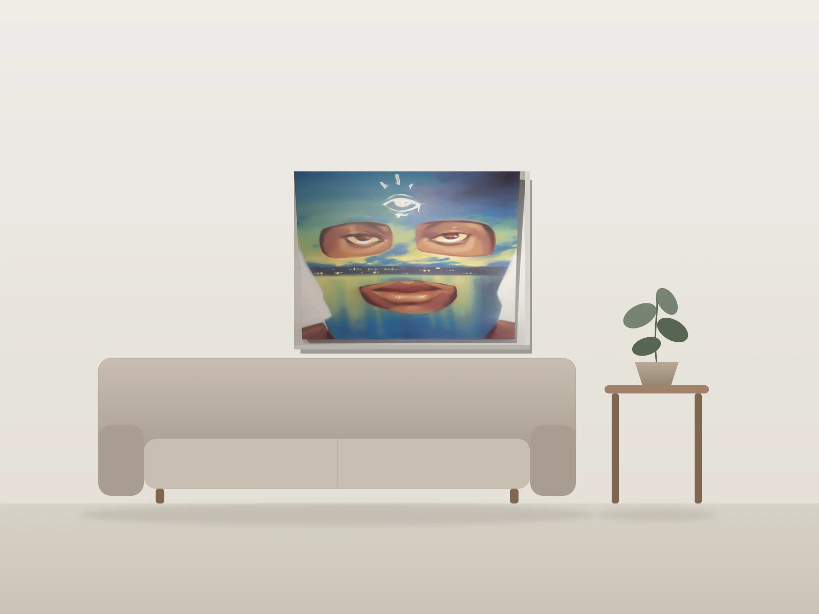 Sans Titre by MONK.E shown to scale in a room