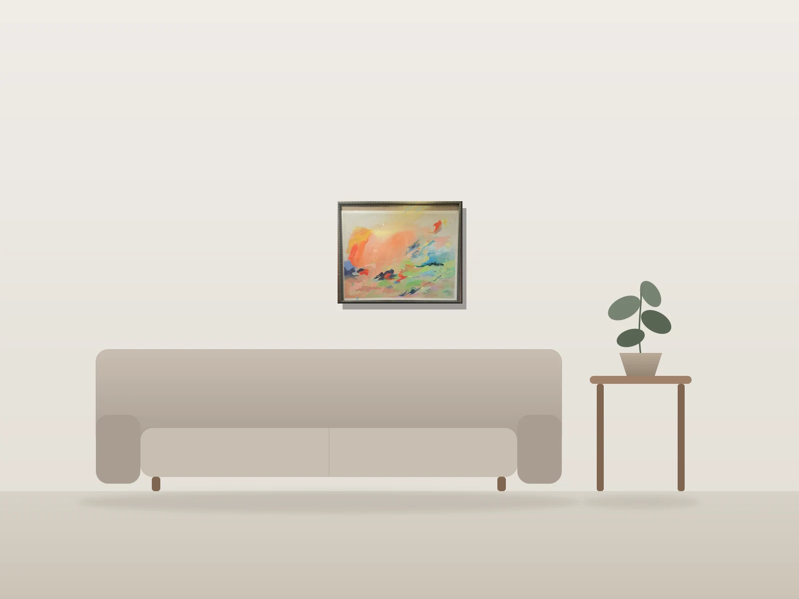 Sans titre by Indiana Brierley shown to scale in a room
