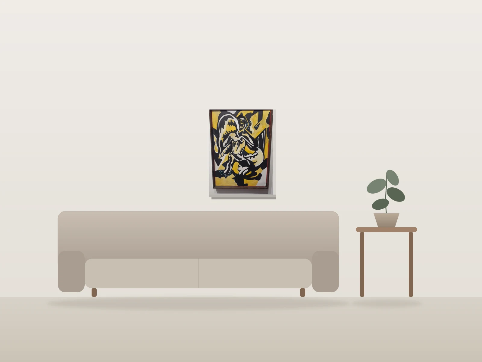 Sans titre by Indiana Brierley shown to scale in a room