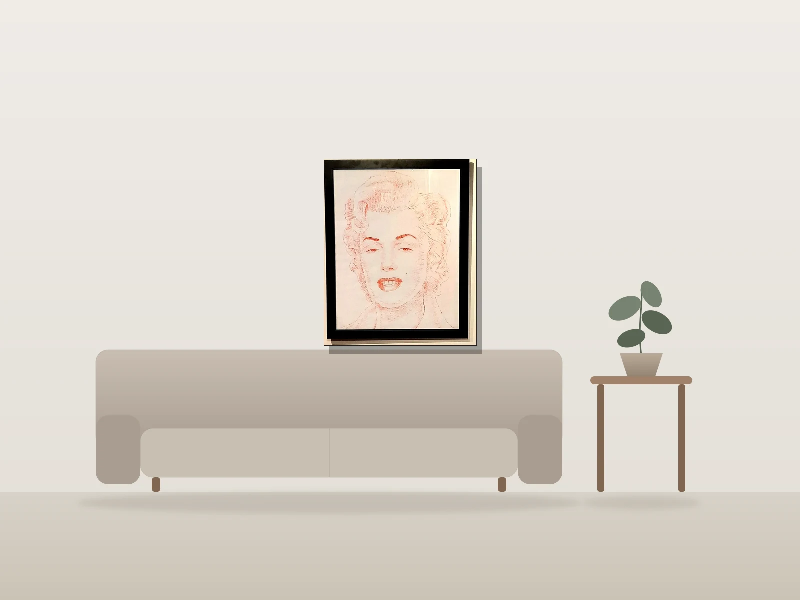 Sans titre by Nicolas Craig shown to scale in a room