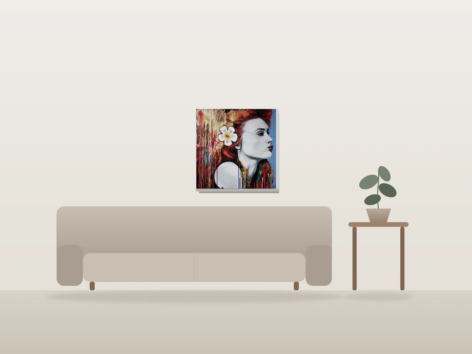 Réflexion by Wina Art shown to scale in a room