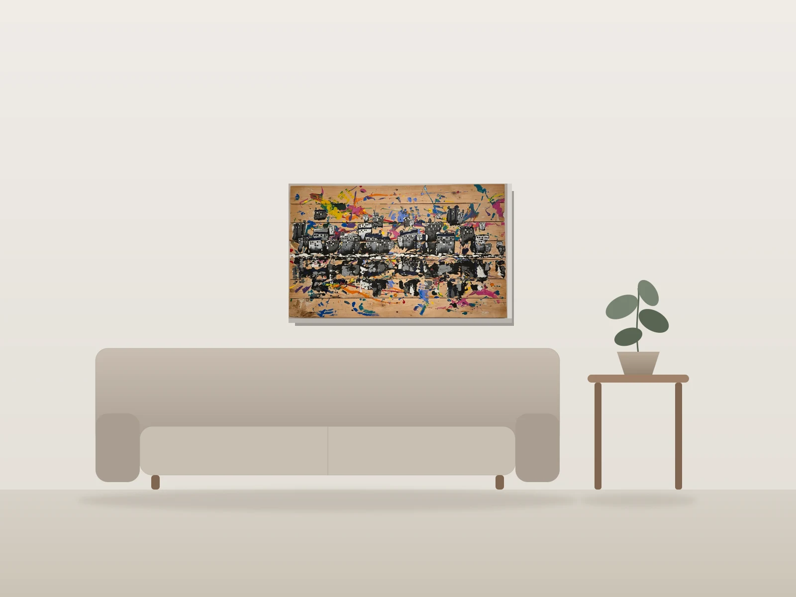 Fantasia by Josiane Boulet shown to scale in a room