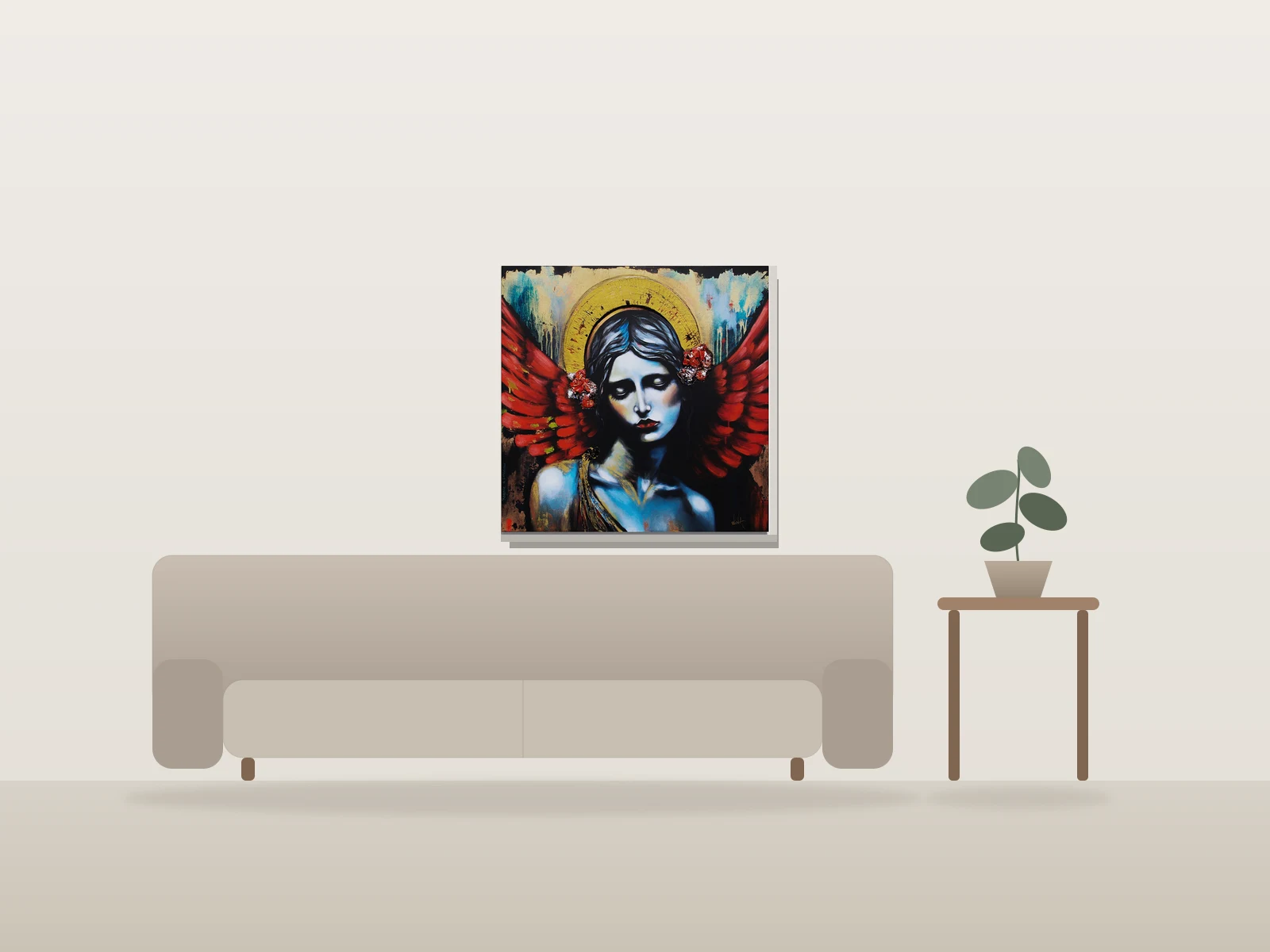 Regarde à l’intérieur par Wina Art présentée à l'échelle dans une pièce