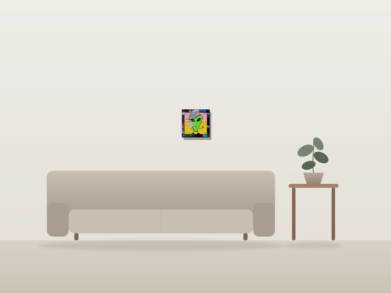 Monsieur Madame Montréal by Wina Art shown to scale in a room
