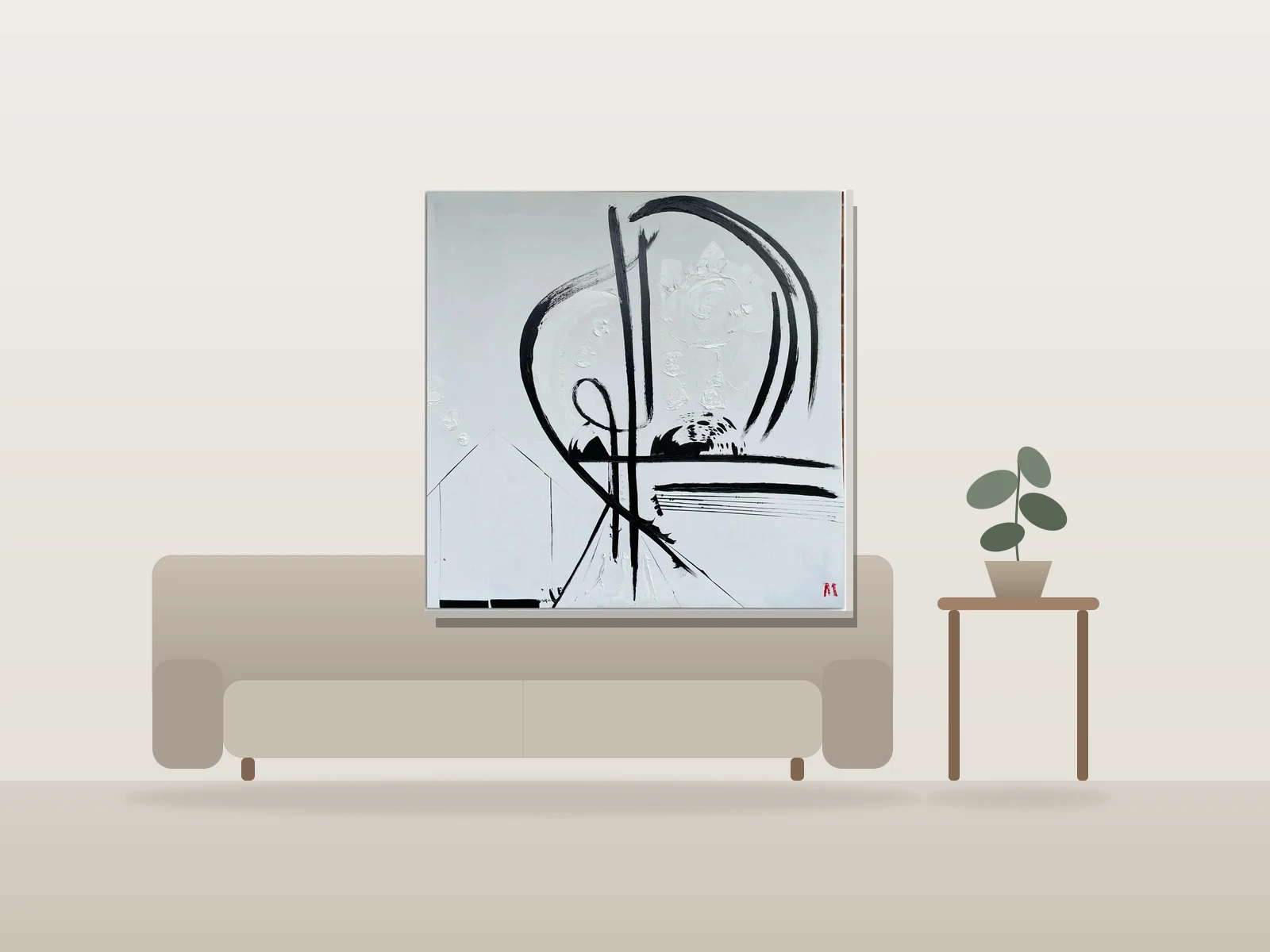 Grève by Mia Ème shown to scale in a room