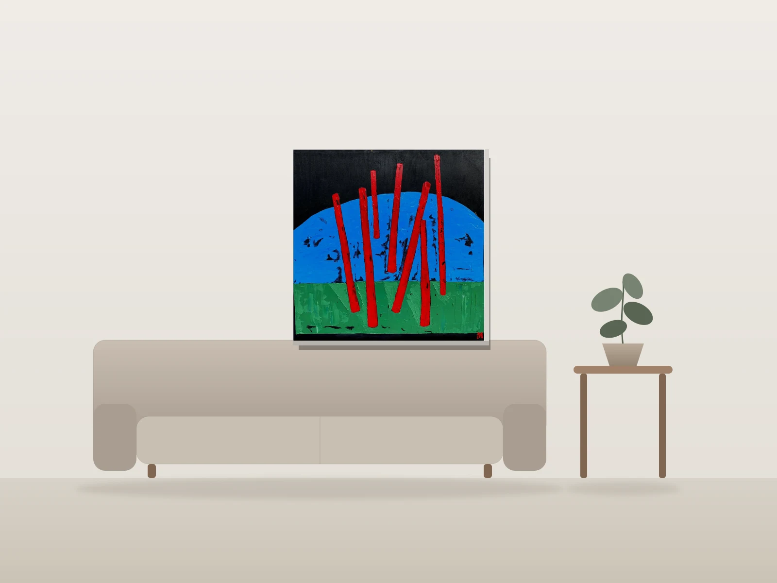 Forêt 2 by Mia Ème shown to scale in a room