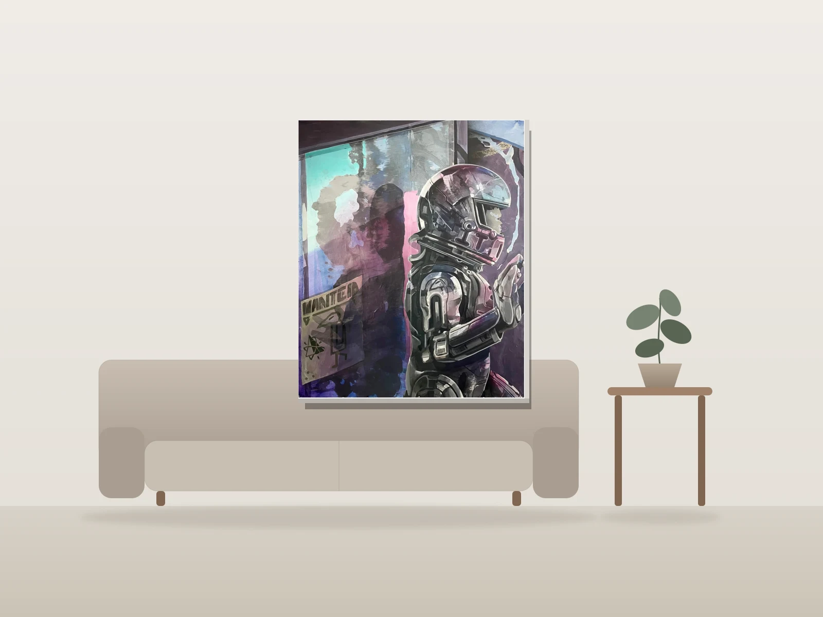 Recherché by Korb shown to scale in a room