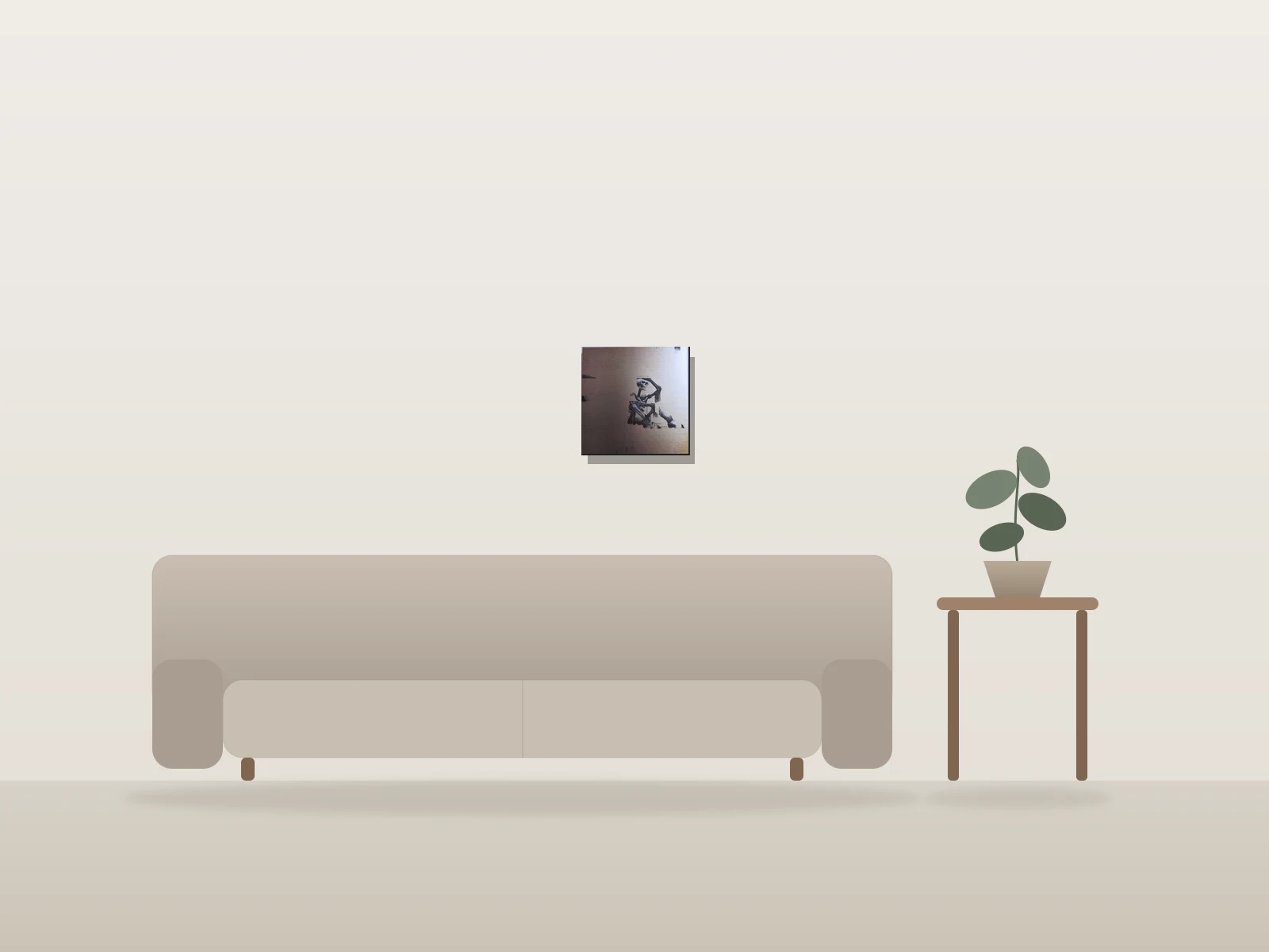 En supposant la position - Jaune n° 3 by Luis Valoyes shown to scale in a room