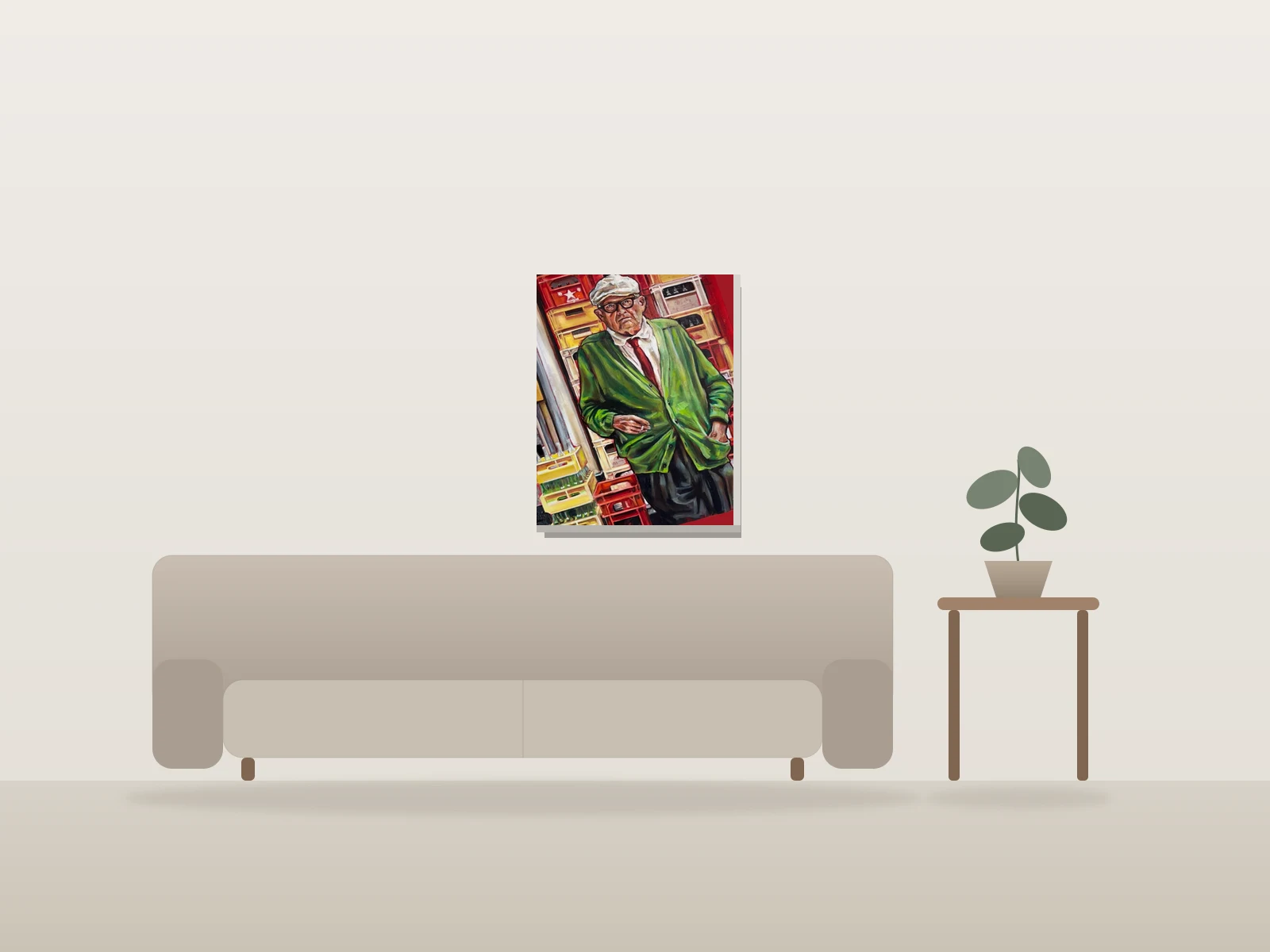 Rose Rouge by Marjorie Taillefer shown to scale in a room