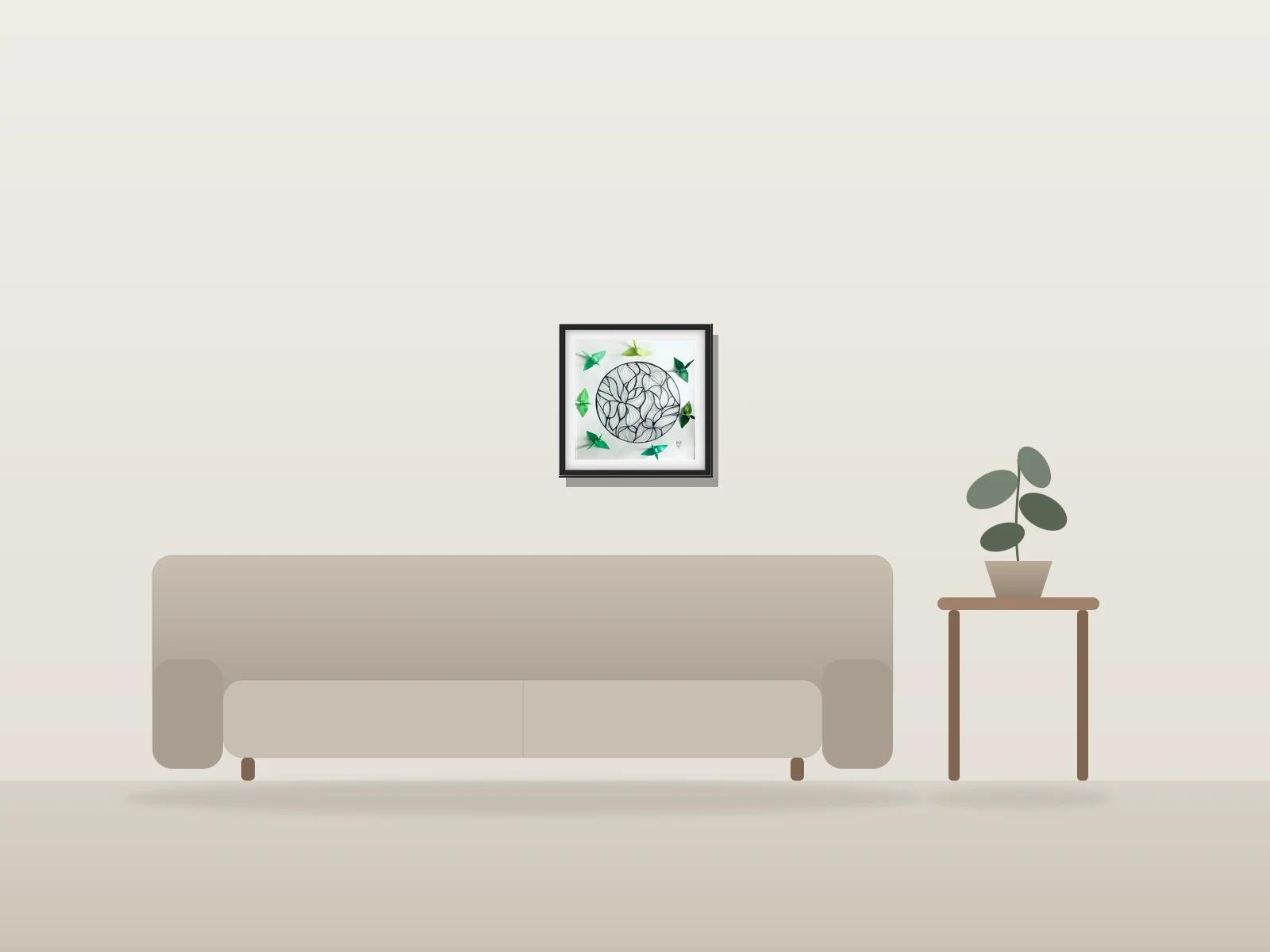 Mouvement by Origami Explorateur shown to scale in a room