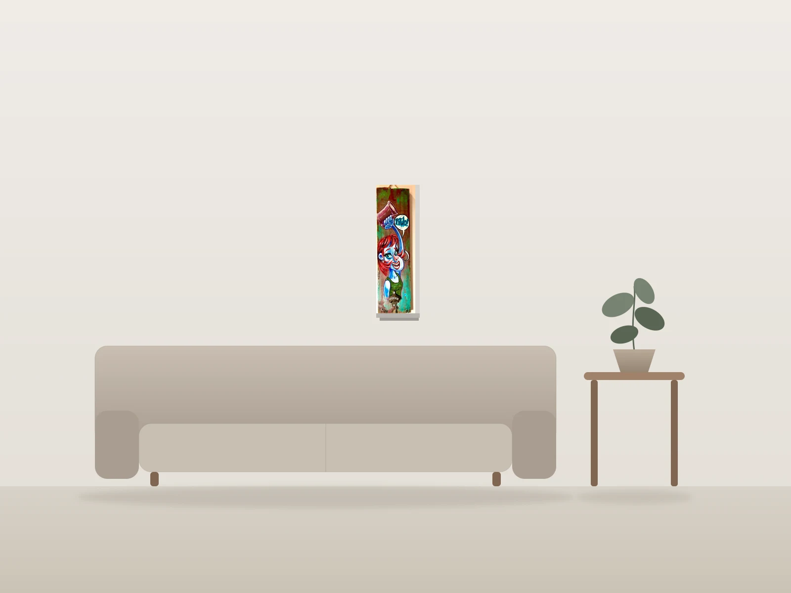 Piwo! by WATT shown to scale in a room