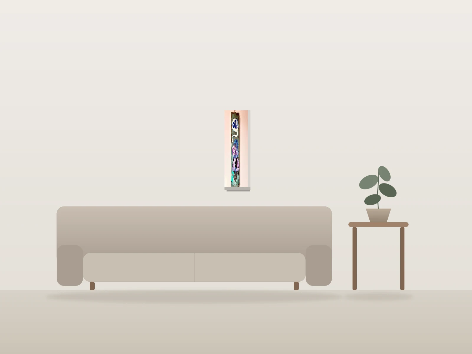 ØL! by WATT shown to scale in a room