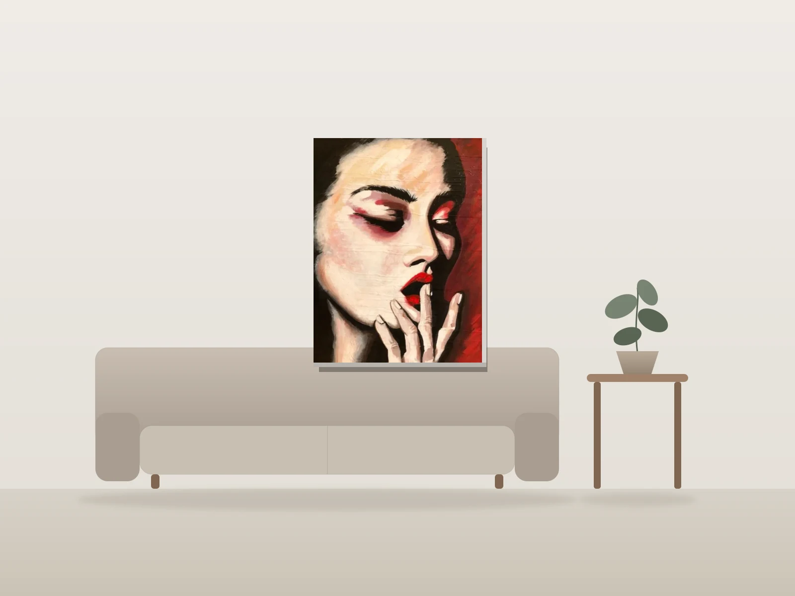 Clair de lune by Sylvia Cohen Art shown to scale in a room