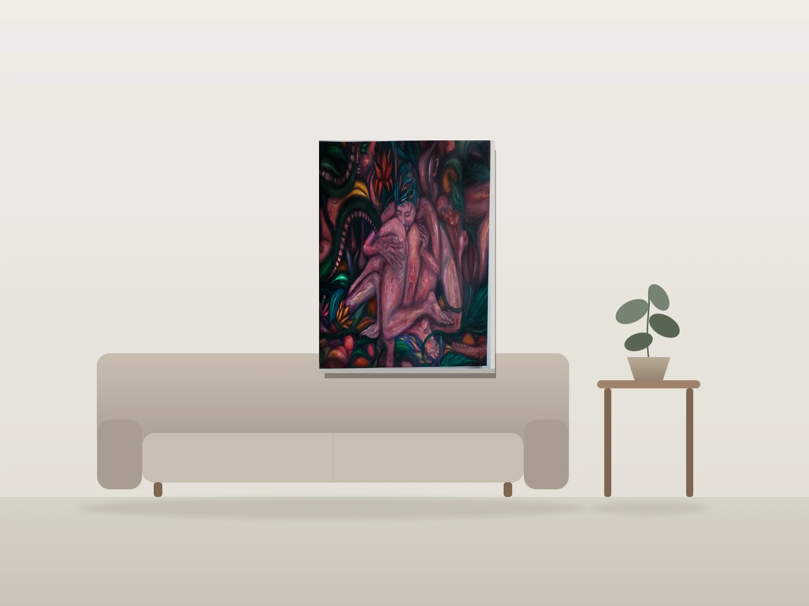 Tout est plein d'amour by Sébastien Clermont shown to scale in a room