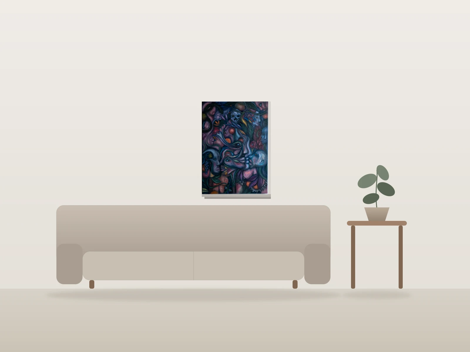 Tissage de la chair by Sébastien Clermont shown to scale in a room