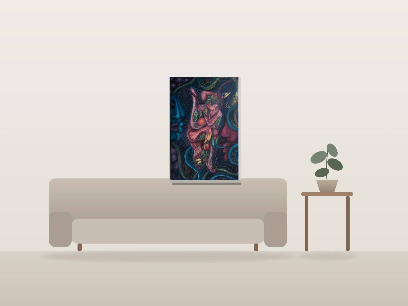 Boucle Sacrée by Sébastien Clermont shown to scale in a room