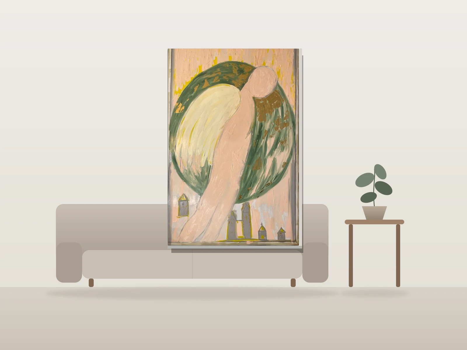 Je suis Icario by Mia Ème shown to scale in a room