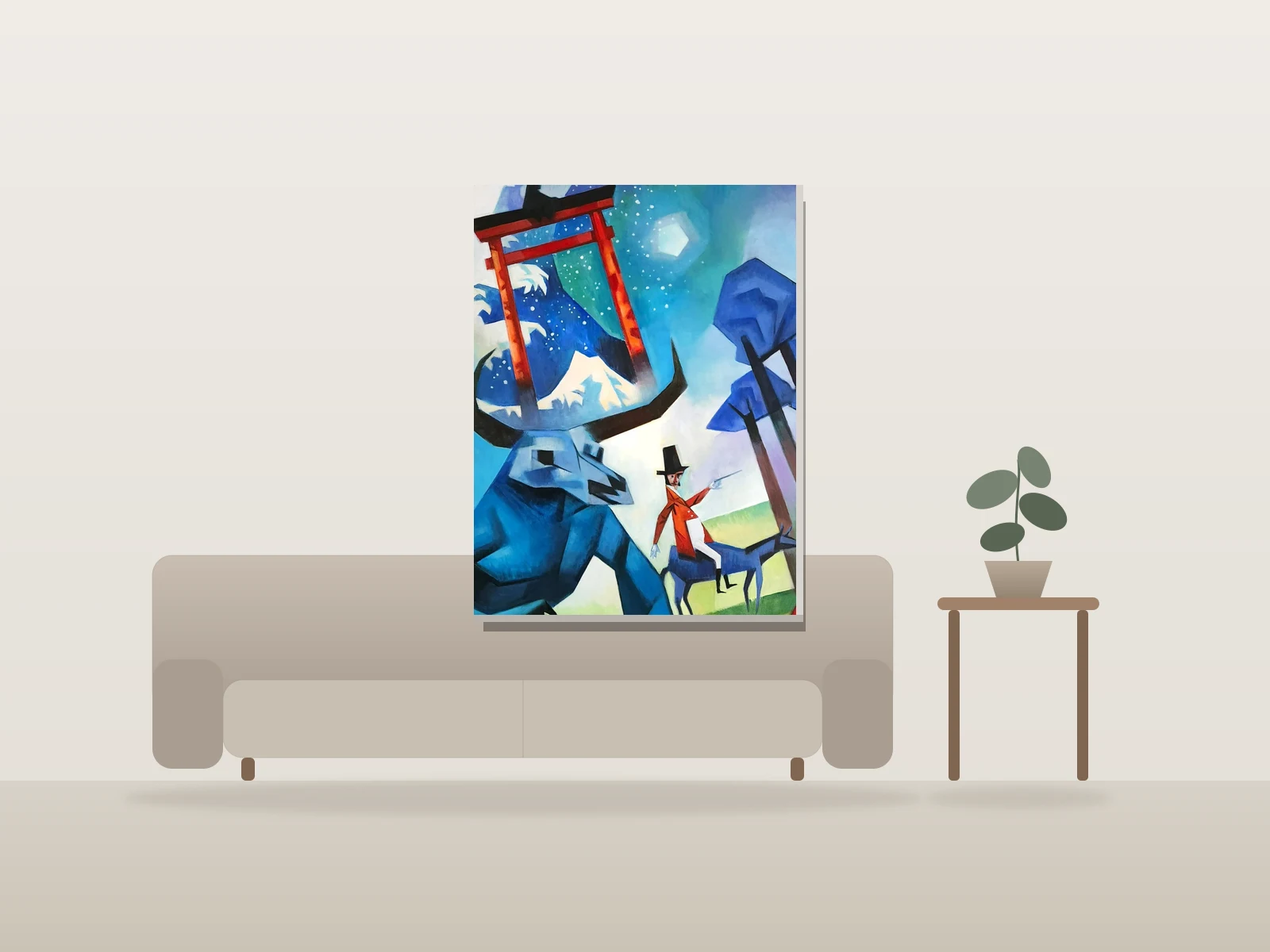 Tally ho by Charlie Ramos shown to scale in a room