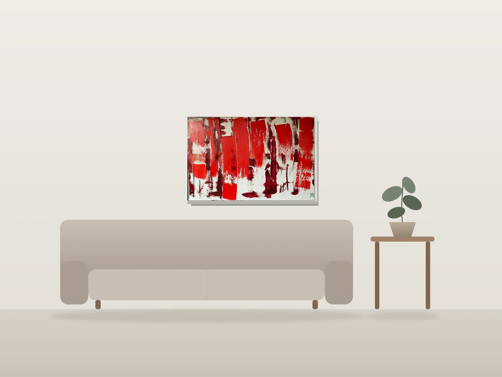 Lumière rouge by Mia Ème shown to scale in a room