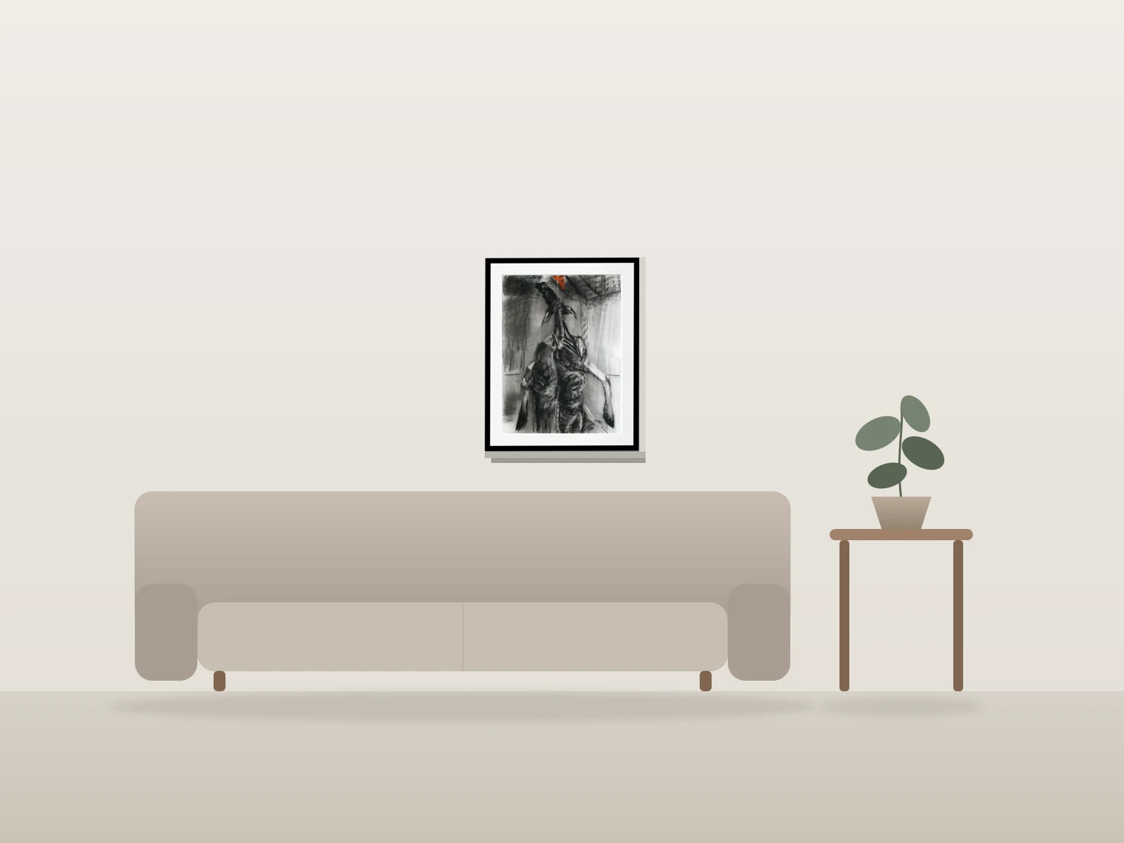Notre fête, octobre 2021 by Léo TT shown to scale in a room