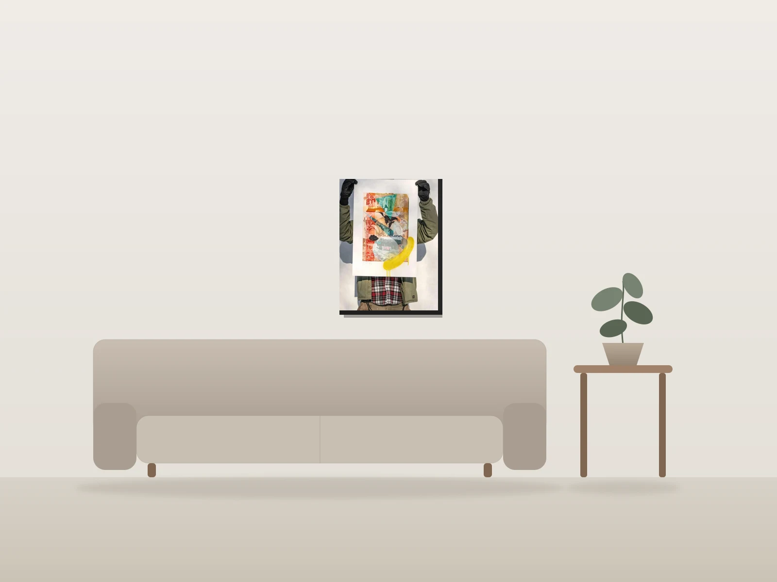 Glissement de terrain by Makes8 shown to scale in a room