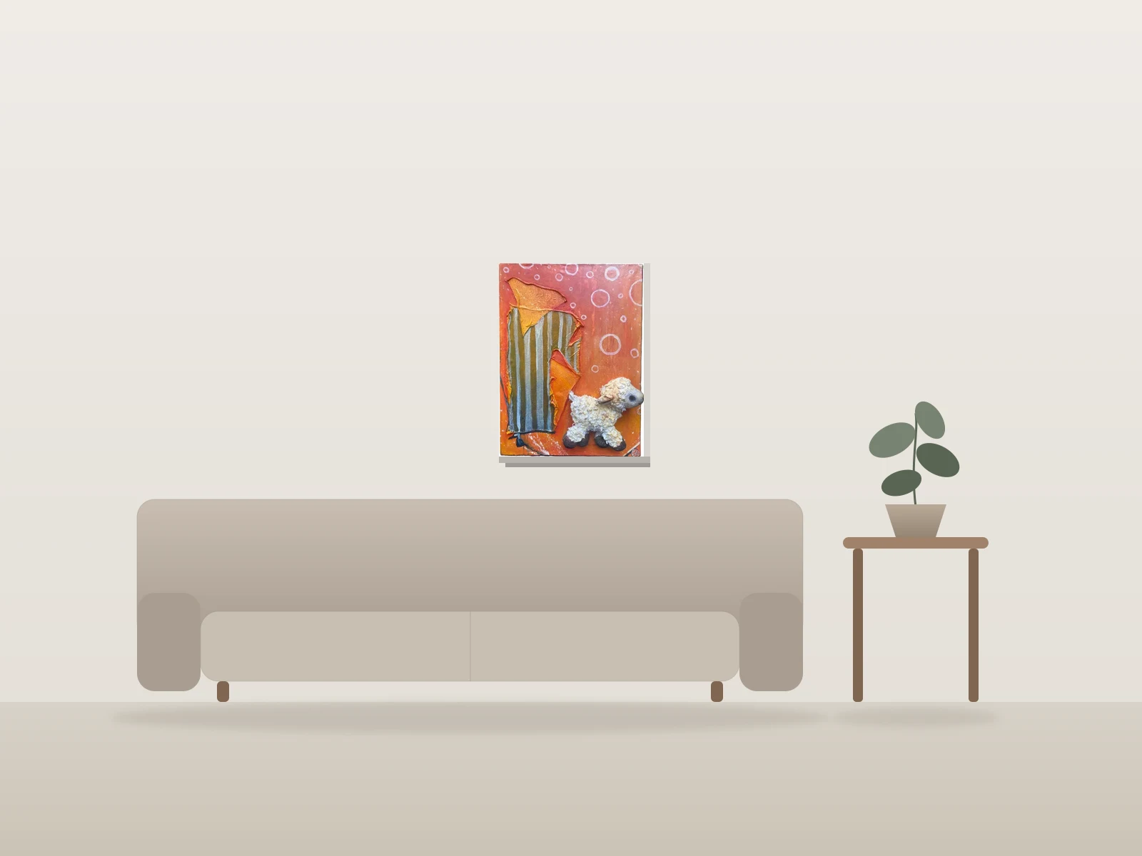 Mouton de Foi by Shawna Art shown to scale in a room